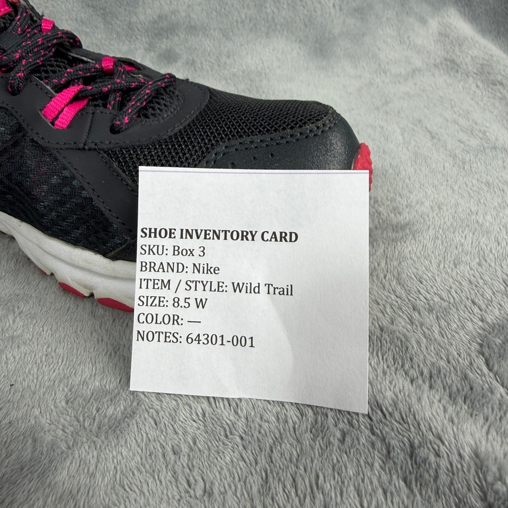 Nike Womens 8.5 Black Pink Wild Trail Running Shoes 643081-001 Gorpcore Utility